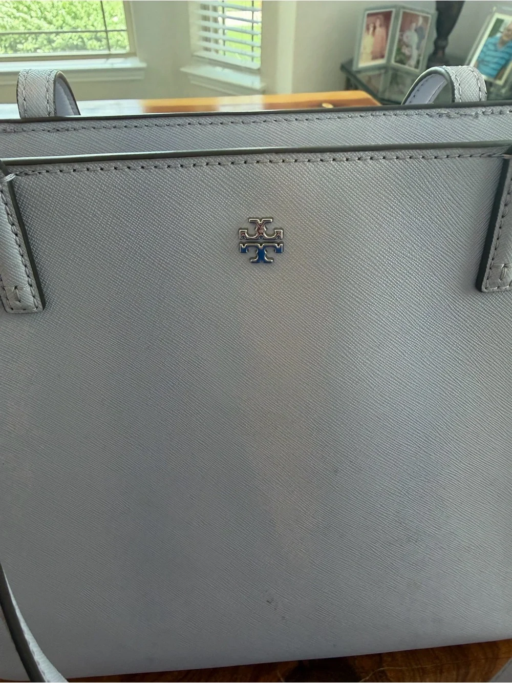 Tory Burch Lavender Saffiano Leather Tote with Removable Strap